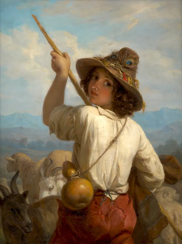 Berger sur fond de paysage - Louis Brüls - 1864