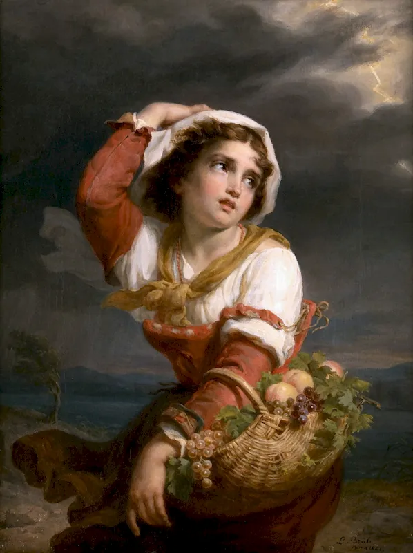 Ein junges Mädchen, vom Sturm erschreckt - Louis Brüls