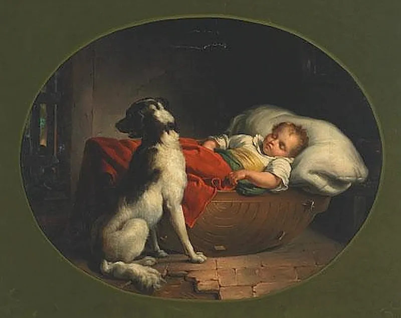 Fanciullo addormentato e cane - Louis Brüls - 1865