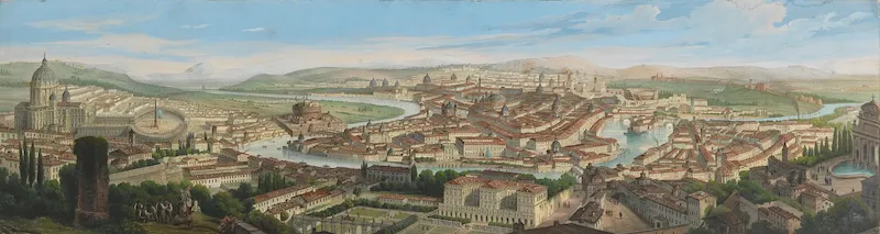 Blick auf Rom vom Gianicolo-Hügel - Bossoli circa 1840