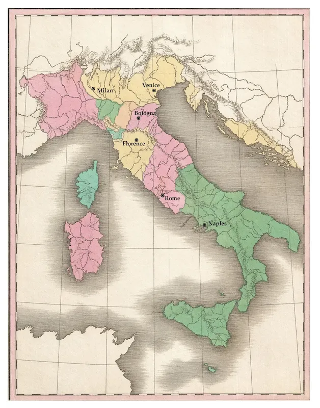 Karte der italienischen Halbinsel um 1830