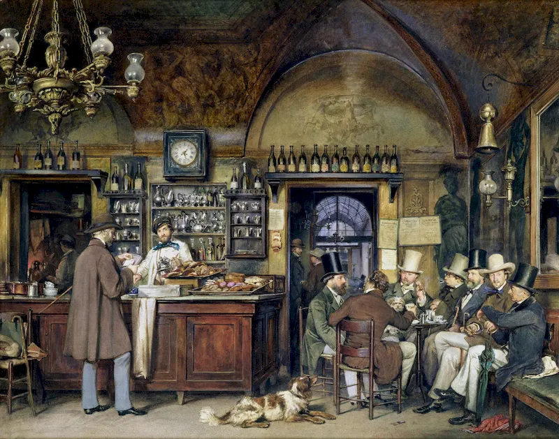 Künstler im Caffè Greco in Rom - Gemälde von Ludwig Passini, 1856